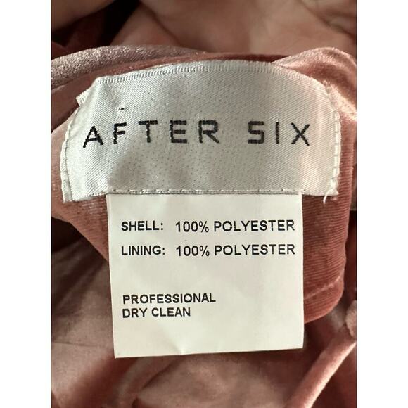 AFTER SIX Tawny Rose Pink Velvet Cowl Midi Strappy Tie-Back Dress - LB020 - Sz 8 - Picture 4 of 5